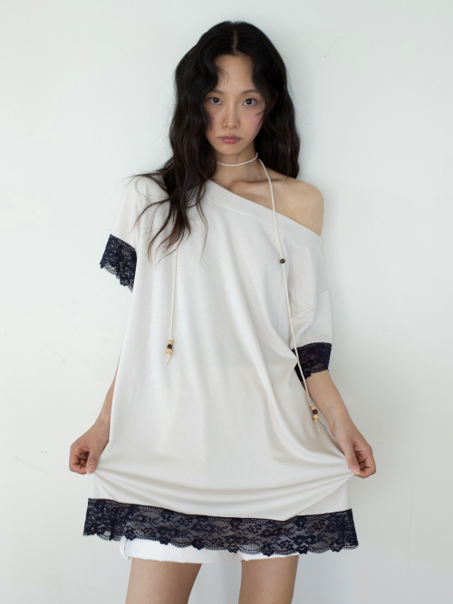 LACE LOOSE T (BEIGE)