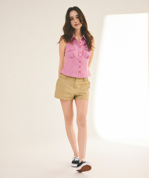 CHECK SLEEVELESS SHIRT