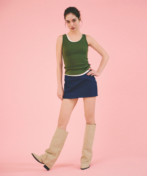 SPAN DENIM LOW SKIRT