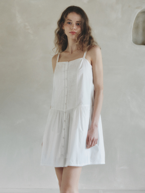 DOLPHIN pintuck mini dress_WHITE