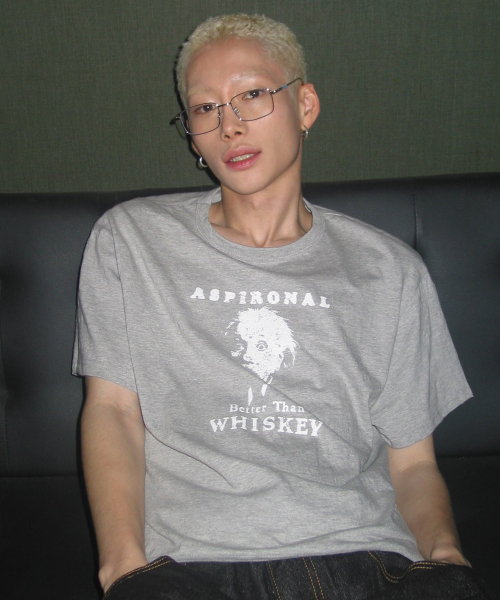 ASPIRONAL 슬라브 크롭 티셔츠[그레이]