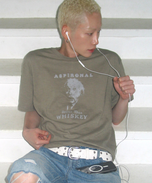 ASPIRONAL 슬라브 크롭 티셔츠[카키]