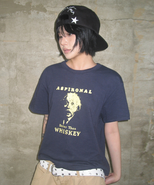 ASPIRONAL 슬라브 크롭 티셔츠[네이비]
