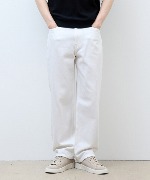 [COUTURE]9oz straight white denim pants