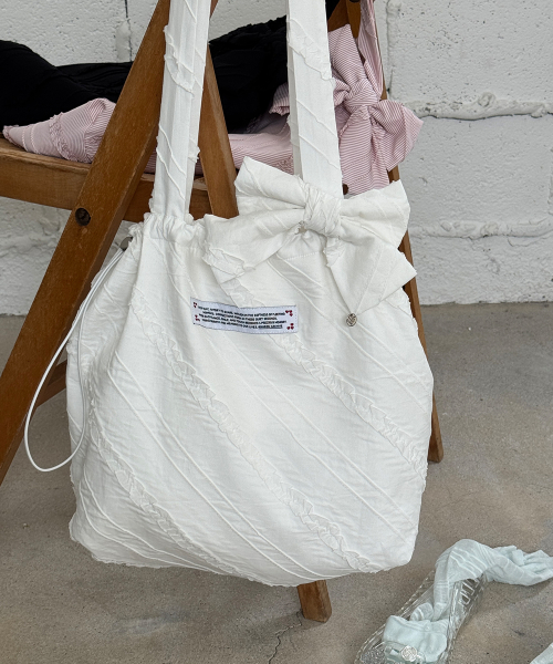 RIBBON HAIR PIN SET FRILL ECO BAG WHITE