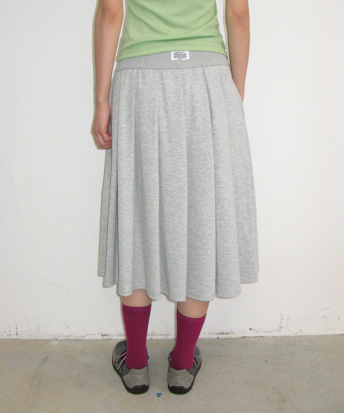 PLEATS SWEAT LONG SKIRT GREY