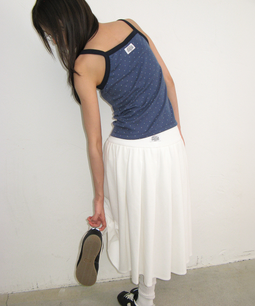 PLEATS SWEAT LONG SKIRT WHITE