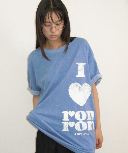 PIGMENT I LUV RON OVER FIT T SHIRT BLUE