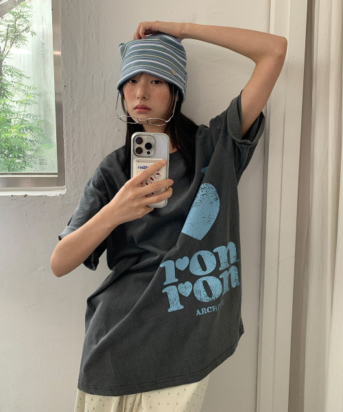 PIGMENT I LUV RON OVER FIT T SHIRT CHARCOAL