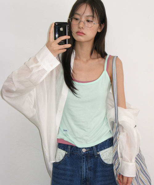 SHEER BUTTON POCKET OVERSIZED SHIRT WHITE