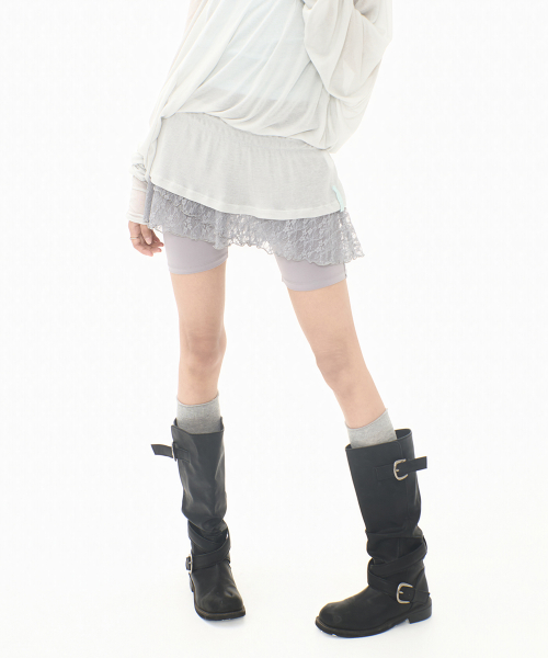LACE LAYER WRAP SKORT STONE GREY
