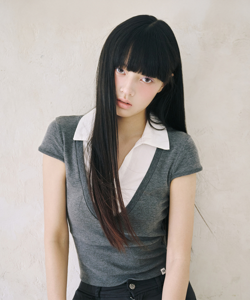 LAYERED COLLAR T GREY
