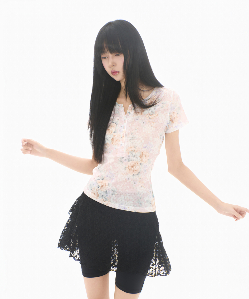 FLOWER BUTTON T PINK