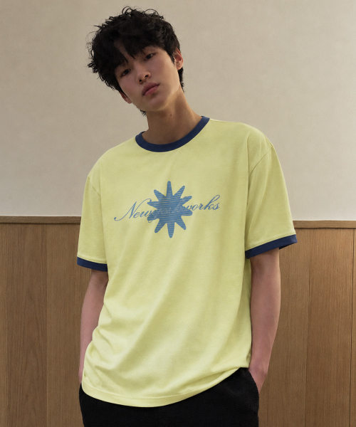 Unisex Contrast Ringer Short Sleeve T-Shirt (3color)_Lemon