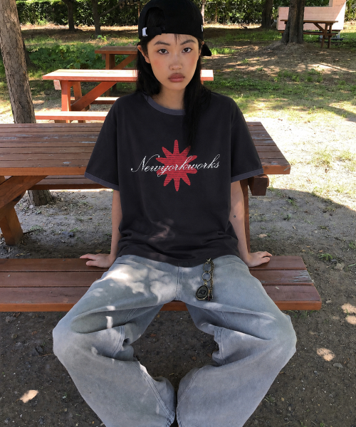 Unisex Contrast Ringer Short Sleeve T-Shirt (3color)_Black
