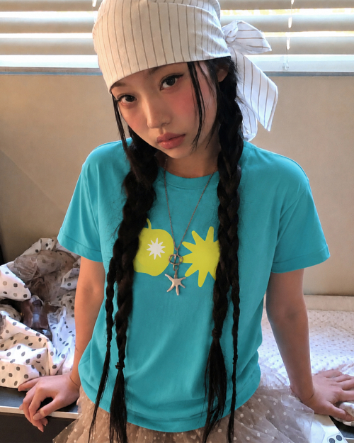 Apple Print Short Sleeve T-Shirt (3color)_Teal