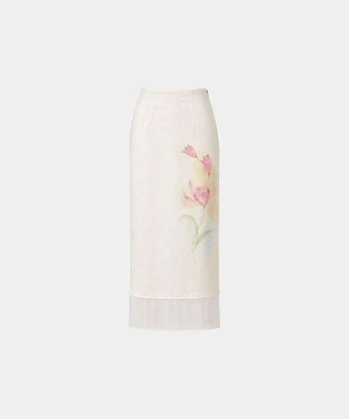 Lotus Satin Long Skirt