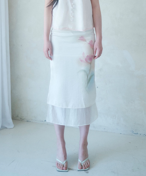 Lotus Satin Long Skirt