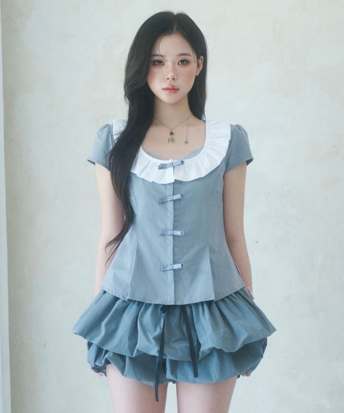 Bebe Ribbon Frill Blouse(3colors)