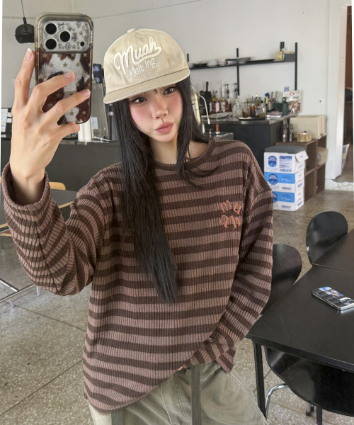STRIPE LOOSE FIT KNIT [BROWN]