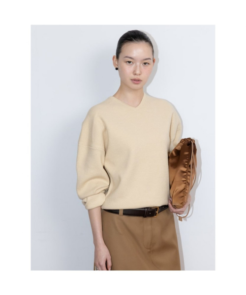 90S V Neck Knit Top Beige (TA6251A05A)