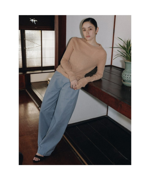 Sheer Round Knit Top Salmon Pink (TA6251A089)