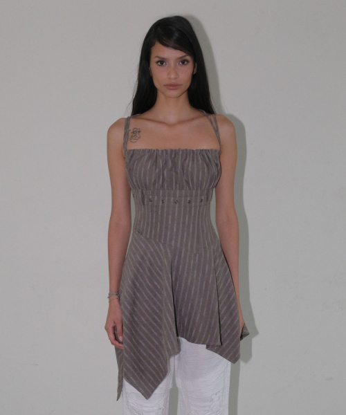 FLARE SLEEVELESS MINI DRESS [BROWN]
