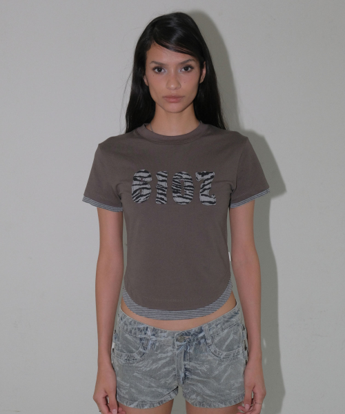 STRIPE LAYERED T-SHIRT [KHAKI]