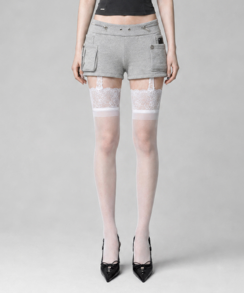 Two Zipper short pants (Melange Gray)