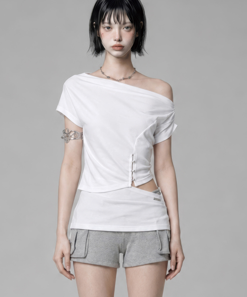 Cut-Out Open Short Sleeve (White)