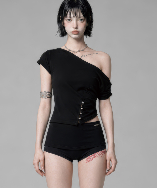 Cut-Out Open Short Sleeve (Black)