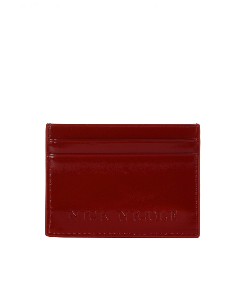 EMBOSSED LEATHER CARD WALLET_RED