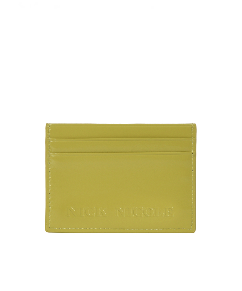 EMBOSSED LEATHER CARD WALLET_OLIVE