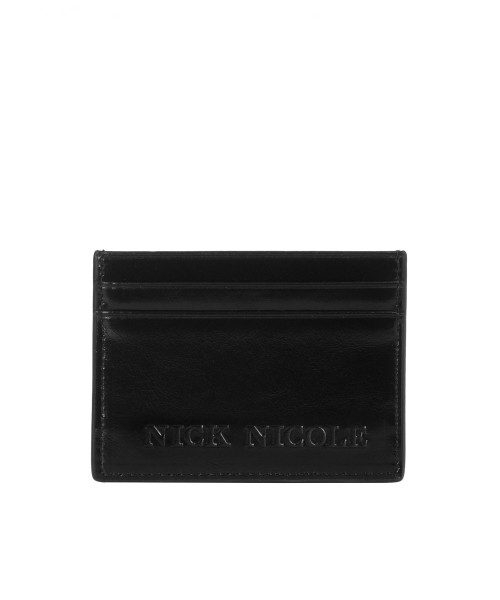 EMBOSSED LEATHER CARD WALLET_BLACK