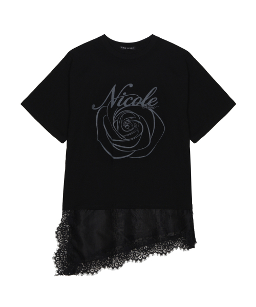 NICOLE ROSE LACE LAYERED TOP_BLACK