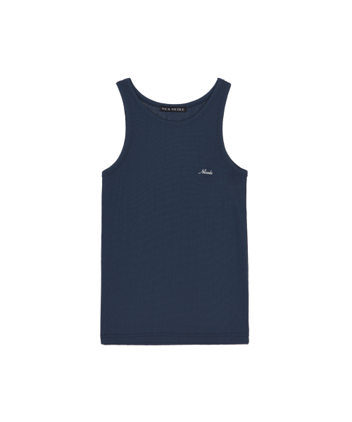 RIB EMBROIDERY SLEEVELESS TOP_NAVY