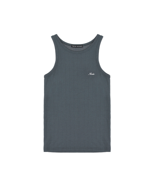 RIB EMBROIDERY SLEEVELESS TOP_CHARCOAL
