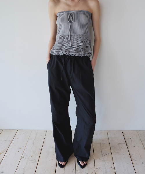 EASY STRING COTTON PANTS, BLACK