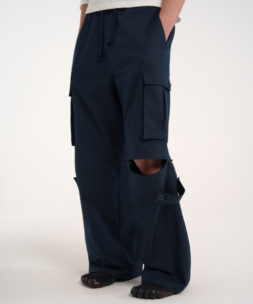 two way Elastic-waist pants (navy)
