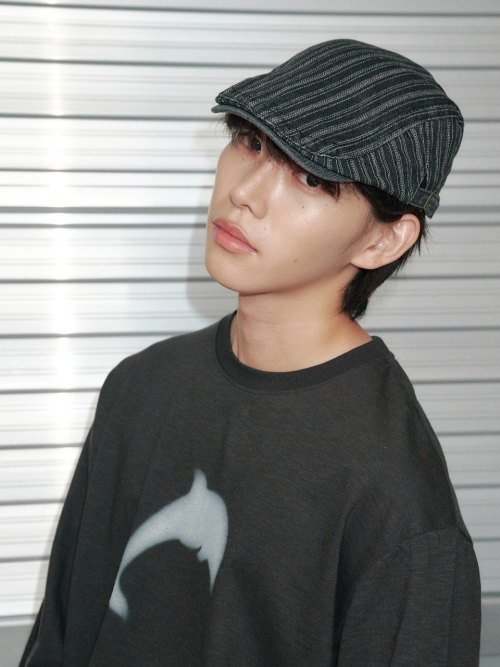 Stitch Stripe Hunting Cap (Black Denim)