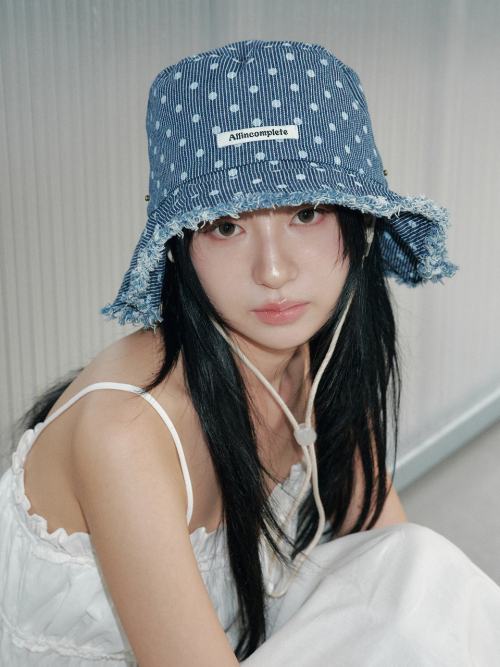 Dot Stripe Denim Safari Hat