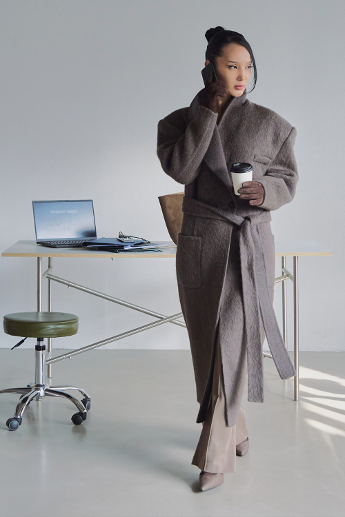 [Premium] Suri Alpaca Handmade Robe Coat [Moca]