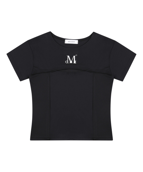 BRUNO SETUP METAL LOGO CUT-OUT LAYERED HALF T