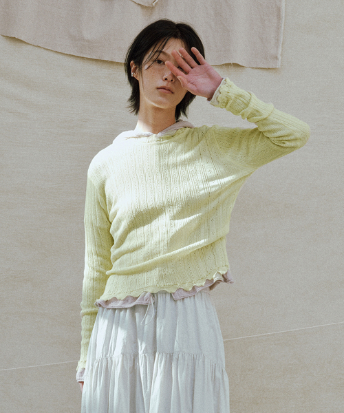 linen crochet pullover