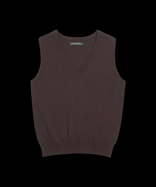 038 V-NECK KNIT VEST BROWN