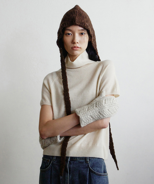hand leaf gloves (ivory)