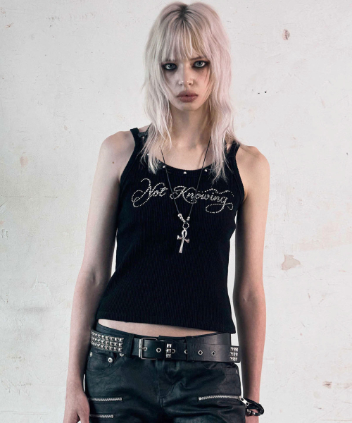 Hotfix Ribbed Tank Top (BLACK)