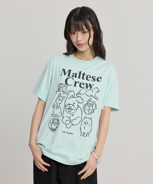 Maltese Crew Line Graphic Half Sleeve T-shirt MINT