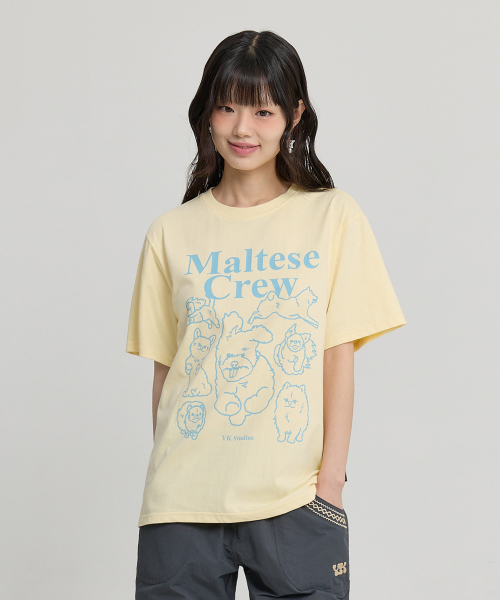 Maltese Crew Line Graphic Half Sleeve T-shirt LEMON