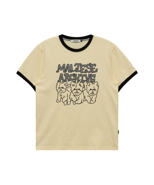 Maltese Archive Line Graphic Ringer Half Sleeve T-shirt LEMON